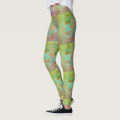 MODERN abstrakt gezeichnet in hellgrün-rosa Leggings (Links)