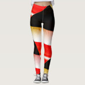 MODERN abstrakt gezeichnet in Schwarzweiß-Gelb Leggings (Vorderseite)