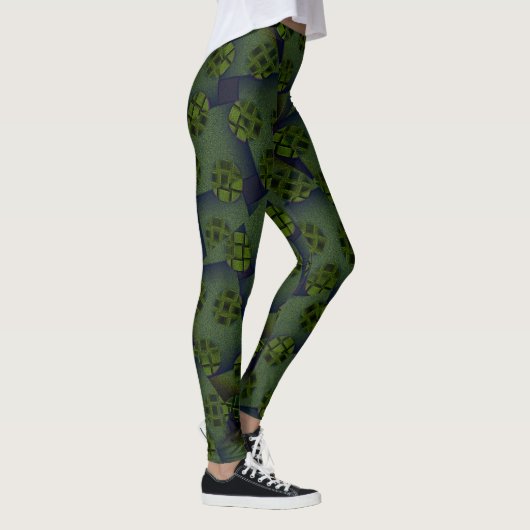 MODERN abstrakt gezeichnet in tiefgrün-schwarz-Leg Leggings (Rechts)