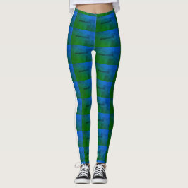 MODERN abstrakt gezeichnet in Weiß-Grün Leggings