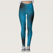 MODERN abstrakt gezeichnet Schwarz-aquamarin-Blaum Leggings (Vorderseite)