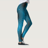 MODERN abstrakt gezeichnet Schwarz-aquamarin-Blaum Leggings (Rechts)