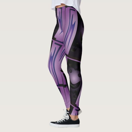 MODERN abstrakt gezeichnet schwarz-blau-lila Leggings (Links)