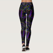 MODERN abstrakt gezeichnet Schwarz-Licht-lila-Mosa Leggings (Rückseite)