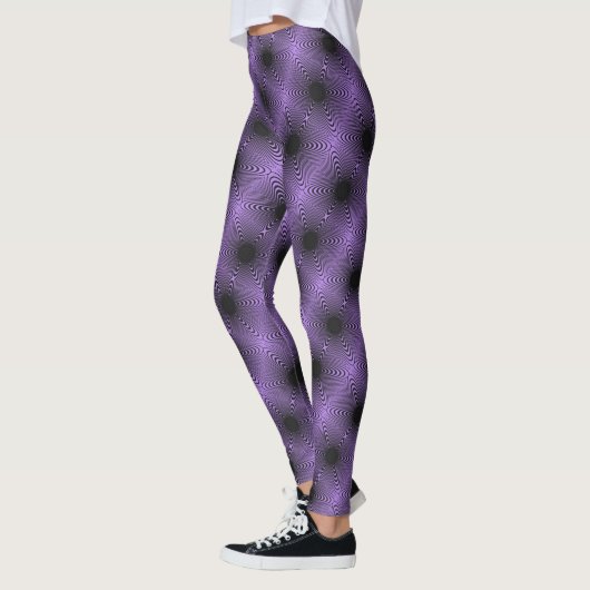 MODERN abstrakt gezeichnet Schwarz-lila-Mosaik Leggings (Links)