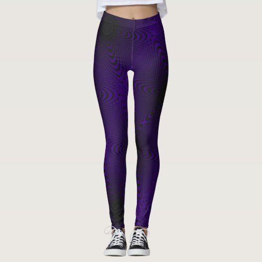 MODERN abstrakt gezeichnet schwarz-tief-lila-mosai Leggings (Vorderseite)
