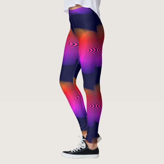 MODERN abstrakt gezeichnet tiefblau-rosa-mosaik Leggings (Links)