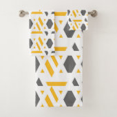 Modern, abstrakt, grau, Senfgelb, weiß Badhandtuch Set (Insitu)