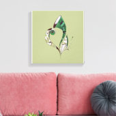 Modern abstrakt Green hand gezeichnete Tintenzeich Leinwanddruck (Insitu (Wohnzimmer))