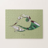 Modern abstrakt Green hand gezeichnete Tintenzeich Puzzle (Horizontal)