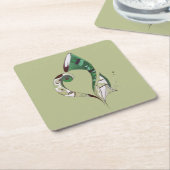 Modern abstrakt Green hand gezeichnete Tintenzeich Rechteckiger Pappuntersetzer (angewinkelt)