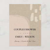 MODERN ABSTRAKT KRAFT BLUSH PEACH COUPLES DUSCHE EINLADUNGSPOSTKARTE (Vorderseite)