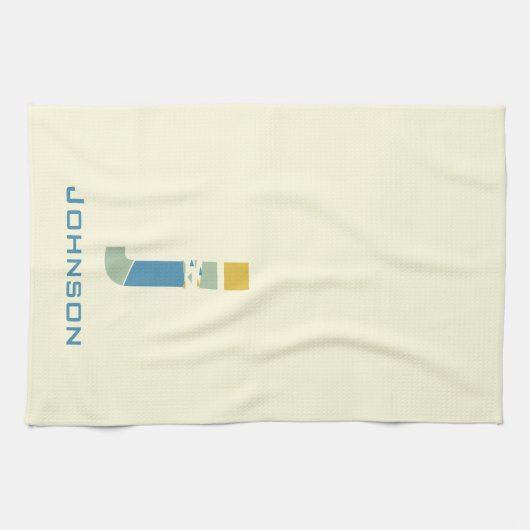 Modern Abstrakt Letter J Monogram Initial Geschirrtuch (Horizontal)