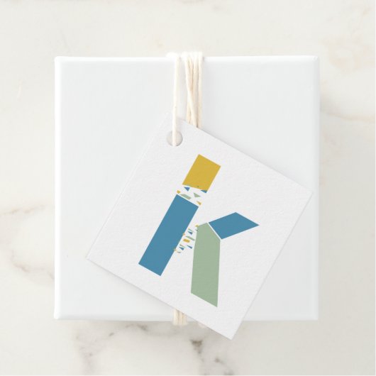 Modern Abstrakt Letter K Monogram Personalisiert Geschenkanhänger (Beispiel)