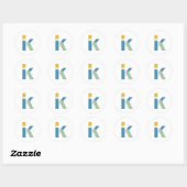 Modern Abstrakt Letter K Monogram Personalisiert Runder Aufkleber (Blatt)