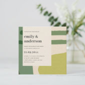 MODERN ABSTRAKT LIME GREEN KRAFT ARTISTIC WEDD EINLADUNG (Stehend Vorderseite)