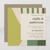 MODERN ABSTRAKT LIME GREEN KRAFT ARTISTIC WEDD EINLADUNG (Vorne/Hinten)