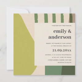 MODERN ABSTRAKT LIME GREEN KRAFT ARTISTIC WEDD EINLADUNG