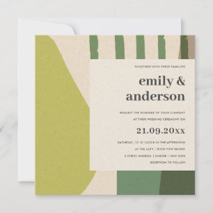 MODERN ABSTRAKT LIME GREEN KRAFT ARTISTIC WEDD EINLADUNG