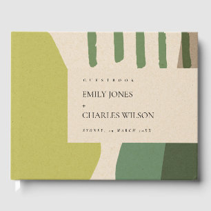 MODERN ABSTRAKT LIME GREEN KRAFT ARTISTIC WEDD GÄSTEBUCH