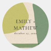 MODERN ABSTRAKT LIME GREEN KRAFT ARTISTIC WEDD RUNDER AUFKLEBER (Vorderseite)