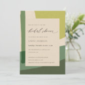 MODERN ABSTRAKT LIME GRÜNES KÜNSTLERISCHES BRAUTPA EINLADUNG (Stehend Vorderseite)