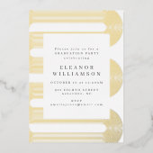 Modern Abstrakt Line Art Abschluss Gold Folieneinladung (Vorderseite)