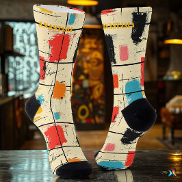 Modern Abstrakt mit urbanem Pinselstich-Design Socken