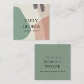 MODERN ABSTRAKT PEACH GREEN ART WEDING WEBSITE QUADRATISCHE VISITENKARTE (Vorne/Hinten)