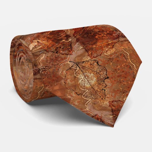 Modern Abstrakt Terracotta Rustic Brown Monogram Krawatte (Gerollt)