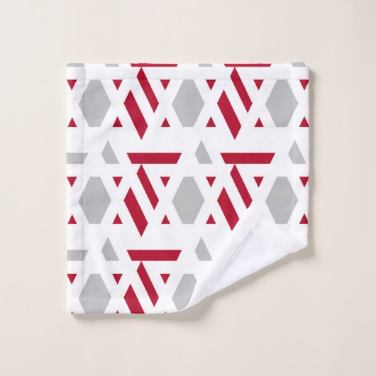 Modern, abstrakt, weiß, rot, hellgrau badhandtuch set (Waschlappen)