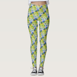 MODERN abstrakt zeichnend in blau-hellgelb-mosaik Leggings
