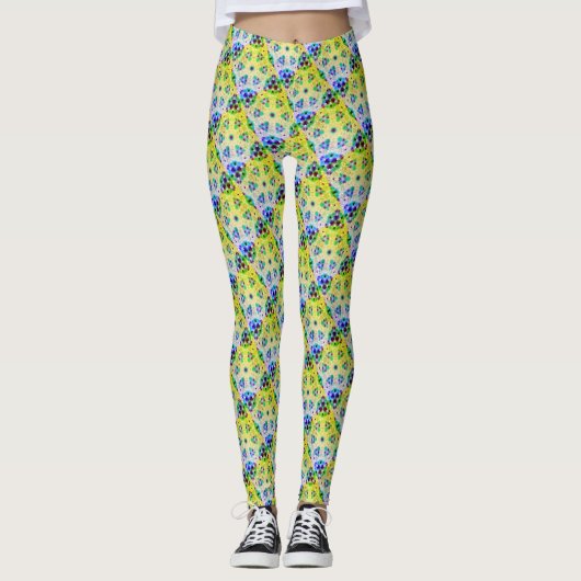 MODERN abstrakt zeichnend in blau-hellgelb-mosaik Leggings (Vorderseite)