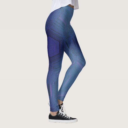 MODERN abstrakt zeichnend in blau-lila-mosaik Leggings (Rechts)