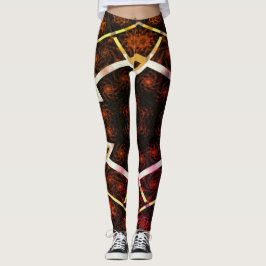 MODERN abstrakt zeichnend in Gelb-Rot-Bräunen-Mosa Leggings