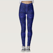 MODERN abstrakt zeichnend Schwarz-Blau-Mosaik Leggings (Vorderseite)