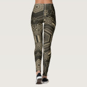 MODERN abstrakt zeichnend Schwarz-Gold-Braunmosaik Leggings (Rückseite)