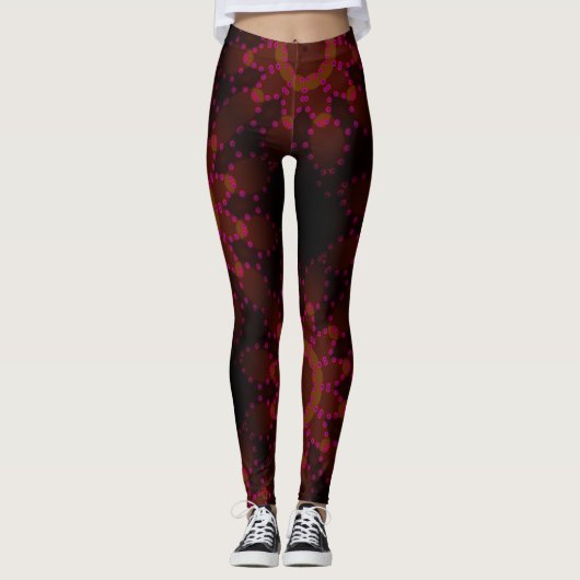 MODERN abstrakt zeichnend-schwarz-rot-braun-mosaik Leggings (Vorderseite)