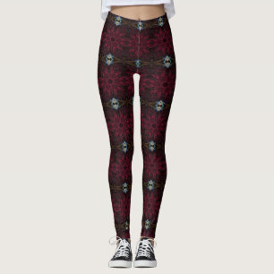 MODERN abstrakt zeichnend Schwarz-Rot-Grau-Mosaik Leggings