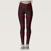 MODERN abstrakt zeichnend Schwarz-Rot-Mosaik Leggings (Vorderseite)