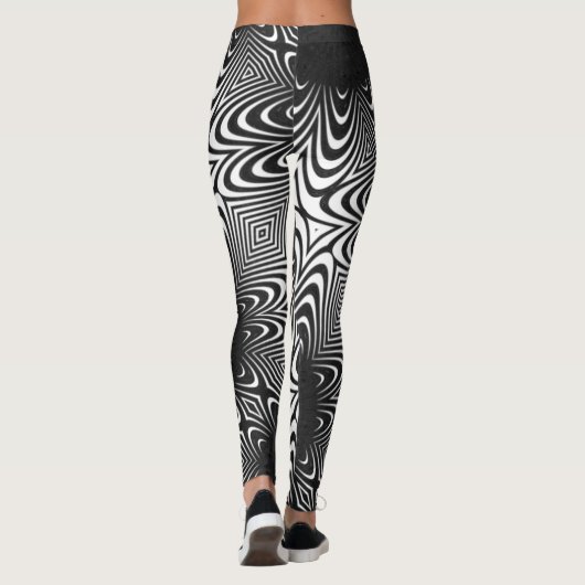 MODERN abstrakt zeichnend Schwarzweiß-Mosaik Leggings (Rückseite)