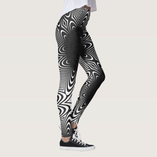 MODERN abstrakt zeichnend Schwarzweiß-Mosaik Leggings (Rechts)