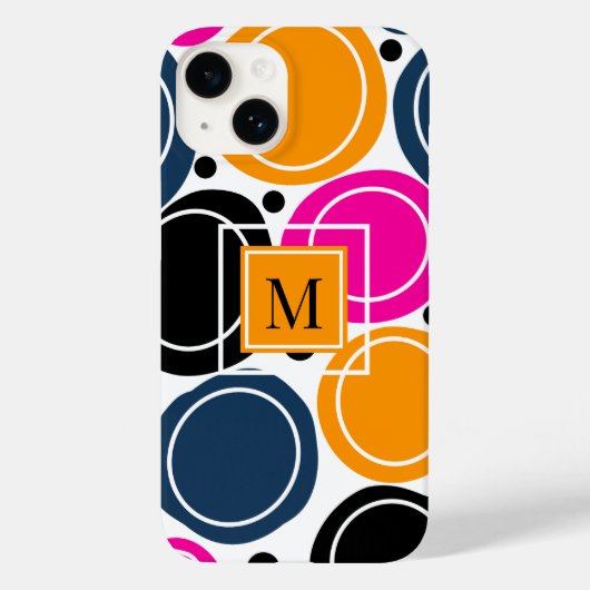 Modern Abstrakte Circles Monogram Pink Aquamarin Case-Mate iPhone Hülle (Rückseite)
