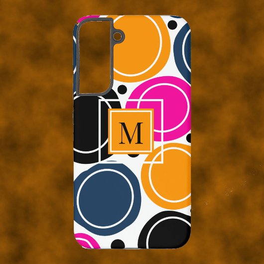Modern Abstrakte Circles Monogram Pink Aquamarin Samsung Galaxy Hülle