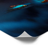 Modern Abstrakte Farbtöne Blau Gold aquamarin 2 Poster (Ecke)