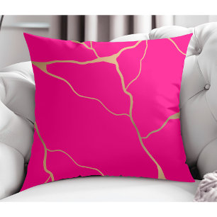 Modern Abstrakte goldene Vene Design hell rosa Kissen