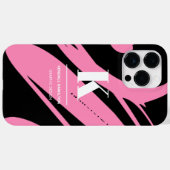 Modern Abstrakte Schwarz-Weiß-Rosa-Monogramm Case-Mate iPhone Hülle (Rückseite (Horizontal))