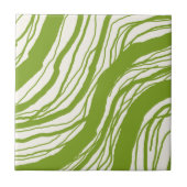 Modern Abstrakte Wavy Lines Avocado Green Fliese (Vorderseite)
