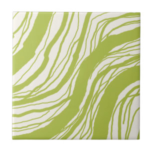 Modern Abstrakte Wavy Lines Avocado Green Fliese
