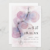 Modern Abstrakter Alkohol Tinte Art Rosa Save the  Einladung (Vorne/Hinten)